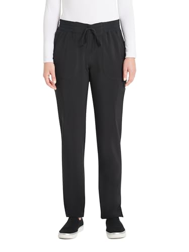 ScrubStar Womens Straight Leg Scrub Pants Soft Stretch Drawstring Medical Uniform Bottom with Cargo Pockets Women Scrub Pant, XL, Black
