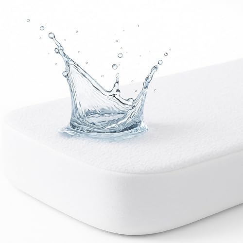 Dudu N Girlie Cot Bed Mattress Protector Waterproof 140 x 70 -Toddler Bed Mattress Protector- Mattress Cover for Baby Breathable and Non Noisy Anti bacterial and Fully Fitted. White