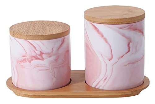 KMGJC Contenitori Contenitori Contenitori Contenitori Dose Contenitori Serie 2 Contenitori Contenitori In Ceramica Con Tavolozze Di Bambù, Taglierina Di Marmo Biscotti Di Cottura Del Tè Di Caffè,