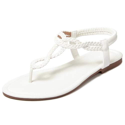 Image of zeetoo Women's Flat Sandals Summer T-StrapThong Bohemian Casual Comfortable Dressy Sandals for Women