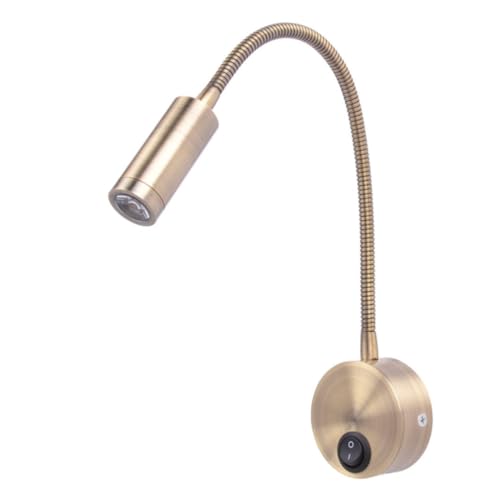 Lámpara de lectura LED Hemobllo 3W dorada con tubo flexible de pared para dormitorio