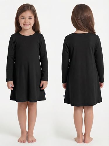 Image of City Threads Girls' 100% Cotton Long Sleeve Dress - Active Kids School, Playing, Parties - Made in USA