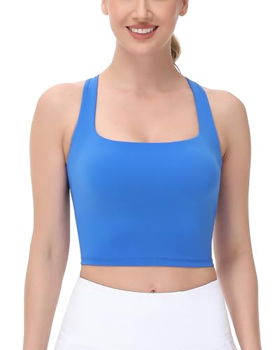 Image of romansong Strappy Yoga Sports Bras for Women Padded Criss-Cross Back Tank Tops