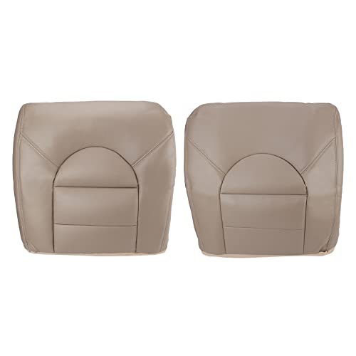 AUTOKAY Driver & Passenger Bottom Leather Seat Covers Tan Fits for Ford F-250 F-350 F-450 F-550 Super Duty 1998-2000