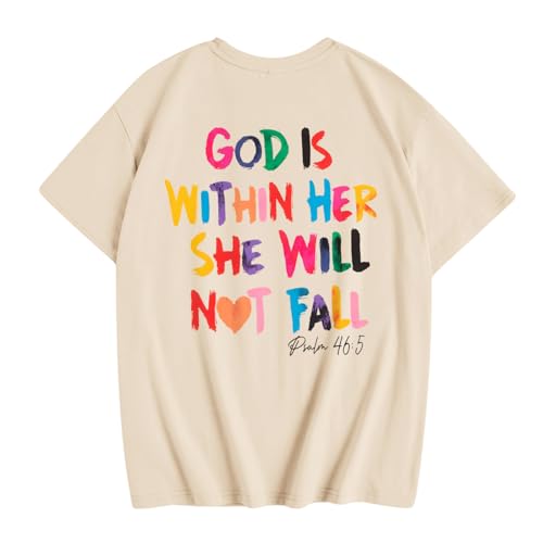 Girls Cute Christian Shirts God is Within Her T Shirt Kids Jesus Faith Bible Verse Graphic God Tees Tops