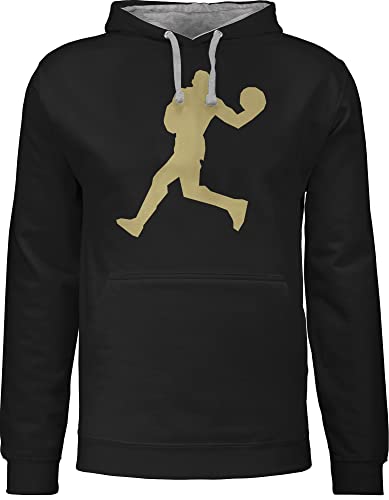 Preisvergleich Produktbild Basketball - Basketballer Gold - S - Schwarz / Grau meliert - Basketball Sportjacke - JH003 - Hoodie zweifarbig und Kapuzenpullover für Herren und Damen