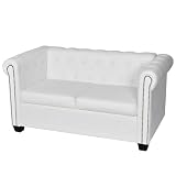 Homgoday Divano Chesterfield a 2 Posti in Finta Pelle Bianco