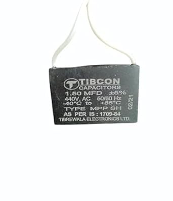 FROZMEC 1.5 uf/MFD 440V Tibcon Capacitor for Wall Fan/Table Fan Capacitor (Pack of 1)