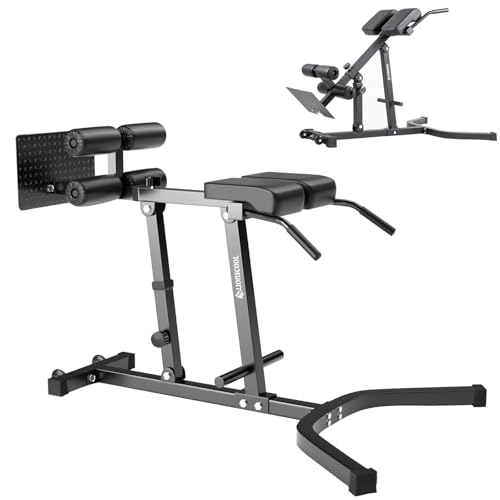 LIONSCOOL Heavy-Duty Adjustable Roman Chair - Back Extension Bench with Multiple Adjustment Functions- Hyperextension Bench Perfect for Home Gym (BLACK 45-180 Bench)