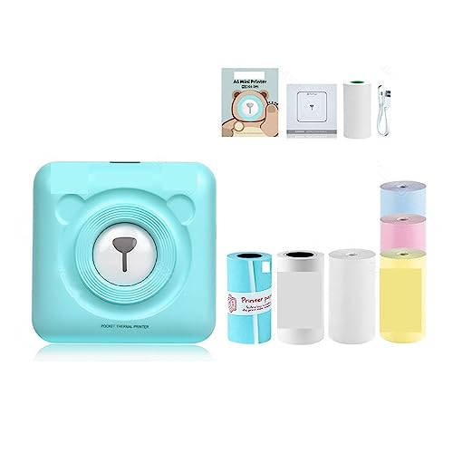 Image of Red Portable Thermal Photo Printer Wireless Mini Pocket Pictures Label Sticker Printing 58mm(304 Green Add 6rolls)