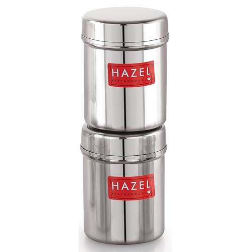 Image of HAZEL Stainless Steel Container Set of 2 | Kitchen Air Tight Storage Dabba Containers with Lid | Small 150 ML Steel Jar for Home & Travel