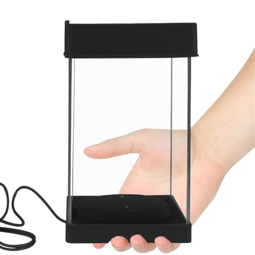 Image of VAYINATO Transparent Narrow Acyrlic Betta Fish Tank (Black) with Multi Color Changing USB LED Light | Easy to Clean and Maintain | Mini Portable Fish Tank (1 Liter Capacity)