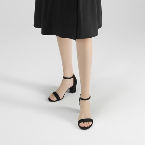 Image of Women's Heeled Sandals Open Toe Ankle Strap 2.5-Inch Chunky Heels Dress Shoes Wide Feet Friendly