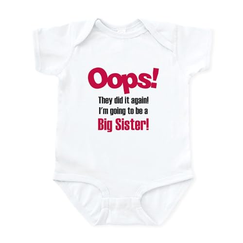 CafePress Oops Big Sister Infant Bodysuit Cute Infant Bodysuit Baby Romper Cloud White