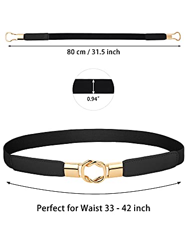 Blulu 3 Pcs Women Skinny Waist Belt Elastic Stretch Thin Belt for Dresses Jeans Western Elastic Waist Cinch Accessories3