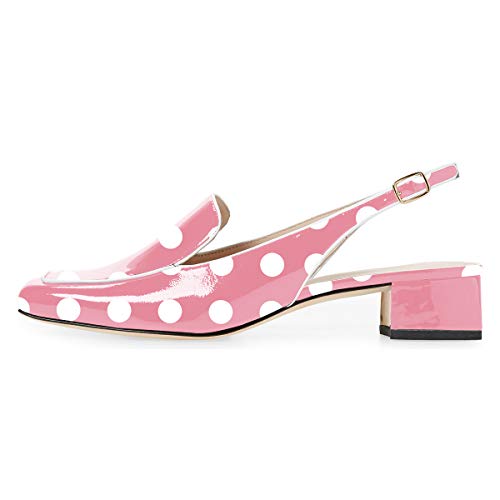 Image of YDN Women Closed Square Toe Block Low Heels Slingback Formal Loafer Dressy Shoes Office Lady Pump Size 4-15 US