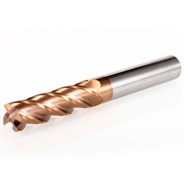 RACEL VHM Schaftfräser Ø1–20 mm – Kurz, Lang & Überlang – HPC VA Fräser 4 Schneiden TiSiN 55 HRC – CNC Fräser für Edelstahl, Titan, Aluminium (Ø12x45x100 mm (XL) - Schaft = 12mm)