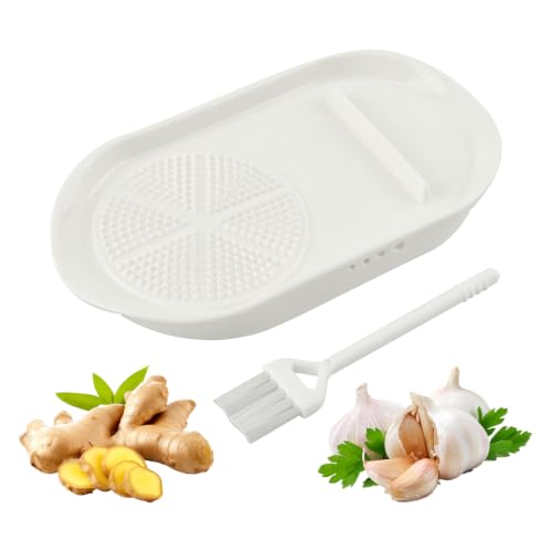 Ceramic Garlic Grater Plate with Egg Cracker, Herb