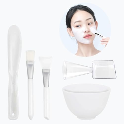 Rowcay Diy Mask Mixing Bowl Set, Silicone Mask Mixing Toolkit, Contains 5 Pieces Of Mask Bowls, Mask Brushes, Bowl Stick Spatula, Mask Applicator, Measuring Cup. Great Beauty Tools For Home Salon. cover