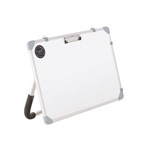 Image of Eduway Non-Magnetic Dry Erase 1.5x2 Feet White Board with Stand | Standing Whiteboard | Table Top with Paper Clip for Study, Memo, to Do List, with 1 Marker Pen, 1 Duster, (40x60 Cms).