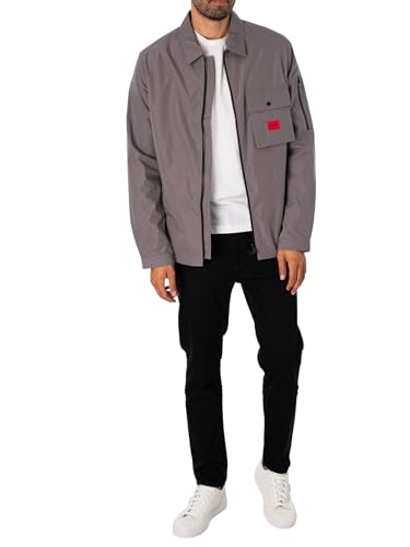 Image of Hugo Men's Cotton Mix Canvas Zip Up Overshirt