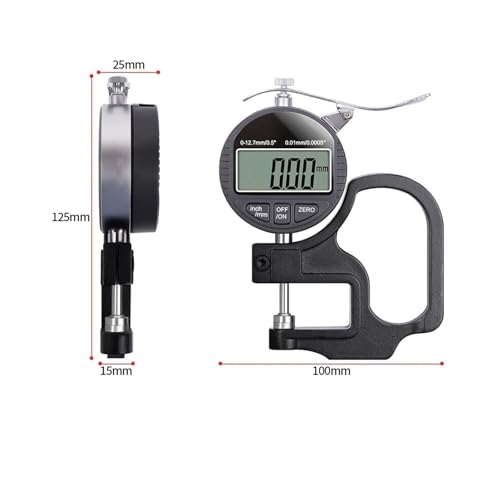 Calibrador digital de espesores con pantalla LCD, resolución 0.001 mm / 0.01 mm, para medir papel, película, cuero y esponjas miniatura 2