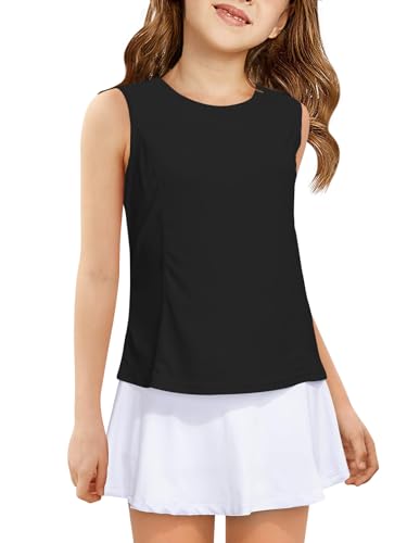 Haloumoning Girls Athletic Tank Tops Kids Sleeveless Running Tennis Yoga Shirts 4-14 Years