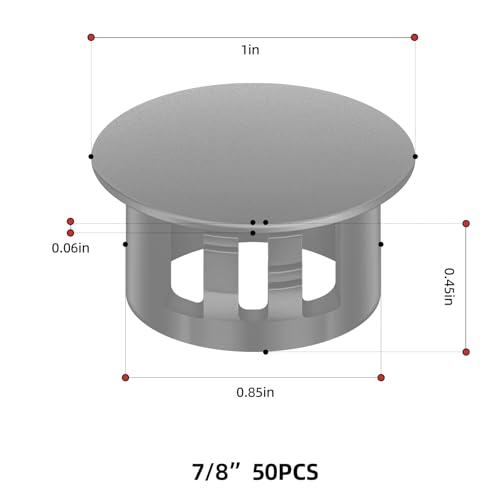 Image of 50PCS 7 /8 inch Grey Plastic Plugs Hole, Round PA66 Plug Furniture Hole Decorative Cover