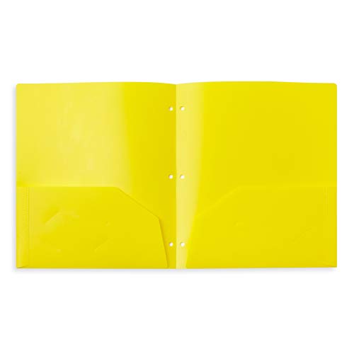 Blue Summit Supplies 12 Pack Multicolor Plastic Folders with Pockets 3 Hole Punched, Plastic Pocket Folders for 3 Ring Binder and Business Card Slot for School, Home, and Work