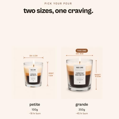 Image of RAD LVNG Espresso Macchiato Grande | 350g Soy Wax Scented Candle | 45hr+ Burn | Gel Wax Cubes | Silicone Lid | Hand-Poured | Coffee, Chocolate, Vanilla | Gifting & Home Decor
