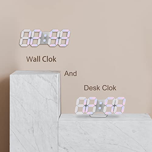 Epsky Led Digital Alarm Clock 3D Wall Clock Dimmable Without Noise Snooze Usb 12/24 Hours Date Remote Adjustable Night Light Bedroom Living Room Kitchen Office Colorful, Multicolor (Ck-Led1303) #TOP3