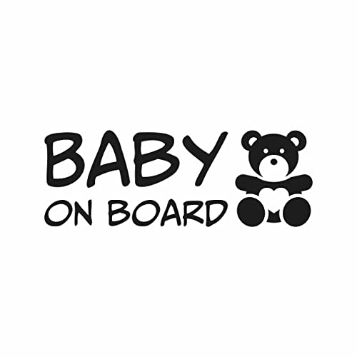 AMA SHOP Adhesivo preespaciado para Baby on board con osito de color negro | Pegatinas para coche | Pegatina para casco, moto, caravana, pegatina de PVC para calcomanía pared