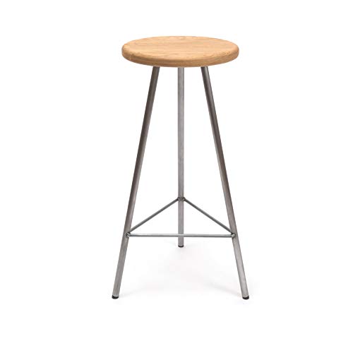 The Hairpin Leg Co. [HLC] Nord Hocker  Schlichter skandinavischer Stil  Massiveiche und geometrisches Stahldesign  Für passende Bars und Theken [73cm,Klarlack]