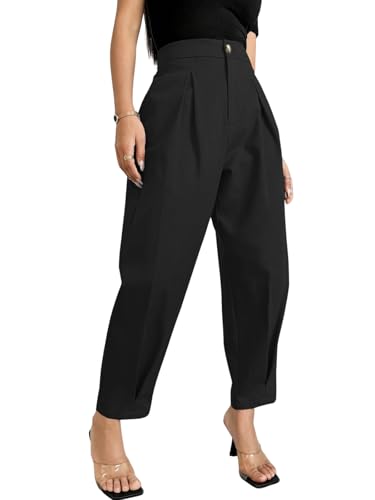 Image of GRECIILOOKS Balloon Fit Ankle Length Women Casual Trousers | Ankle Length Pants for Women Zip & Button | Woman Trousers Balloon Pants