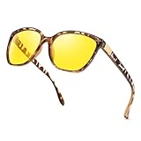 SIPHEW Nachtsichtbrille Damen Klassische Nachtbrille zum Autofahren mit gelben polarisierten Gläsern Nachfahrbrille für Autofahrer