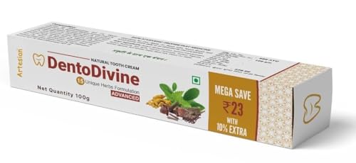 Image of Dentodivine Pure Ayurvedic Toothpaste | For Teeth Whitening, Stain Removal & Repairs Cavities | SLS Free Toothpastes | Anti-Bacterial Tooth Paste | For Toothache, Bleeding Gums, Sensitivity, Cavities, Plaque & Bad breath | With 20 herbs & VAIDYA RECOMMENDED 100g (3)
