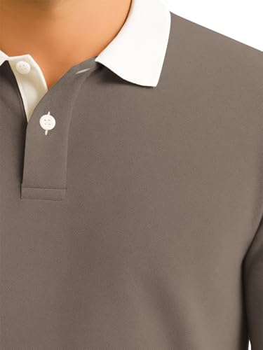 Image of BULLMER Solid Polo Neck Full Sleeve Cotton Blend Tshirt with Rib for Men | Stylish Full Hand Tshirt for Men