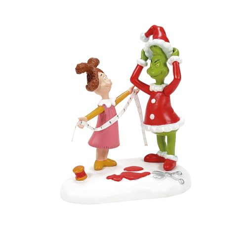 Department 56 Dr. Seuss The Grinch Village Accessories Being Fitted for a Santy Suit Figurine, 3.6 Inch, Multicolor