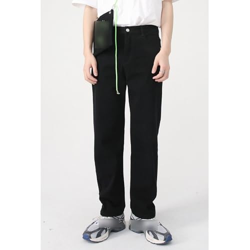 Men's Classic Rigid Jean Slim Fit Stretch Straight Leg Jeans Pants Thick Stitch Denim Pants2