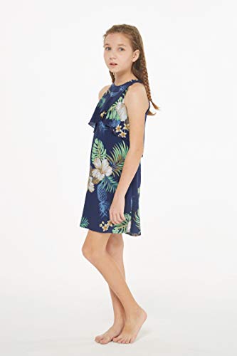 Girl Hawaiian Round Neck with Ruffle Dress in Pineapple Garden3
