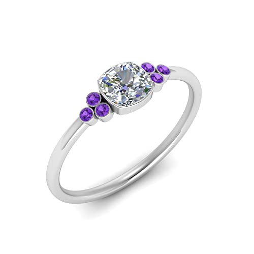 Pierre de naissance bague diamant coussin le cadeau d'engagement idéal