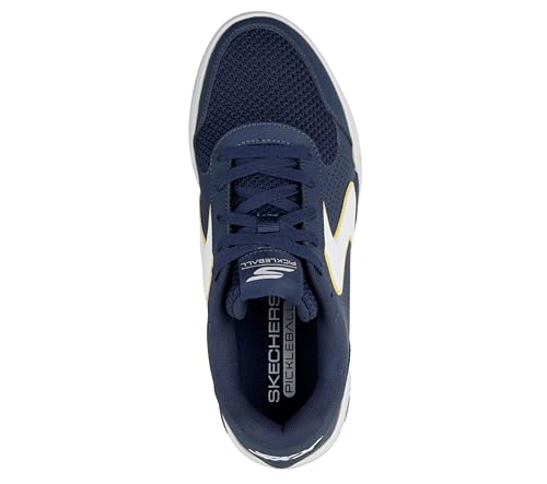 Skechers Men's Viper Court Classic Pickleball Sneaker, Navy/Yellow, 12
