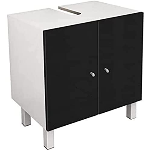 Berlioz Creations MSLNOIR Meuble Salle de Bain Sous-Lavabo Haute Brillance Noir