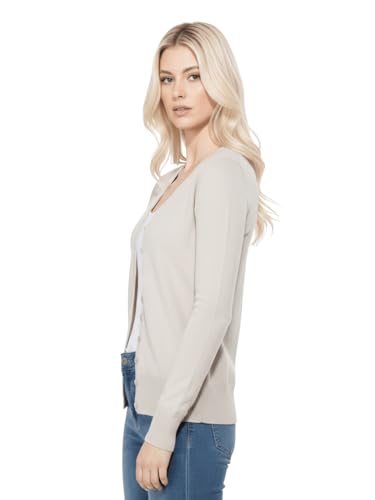 Image of YEMAK Women's Knit Cardigan Sweater - Long Sleeve V-Neck Basic Classic Casual Button Down Knitted Soft Lightweight Top