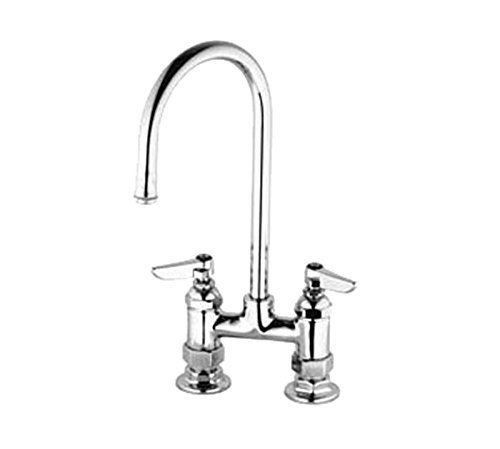 T&S Brass B-0326 llave de despensa doble, montaje en cubierta de 4 pulgadas, cuello de cisne rígido 120X con salida B-LT, manijas de palanca por T&S Brass