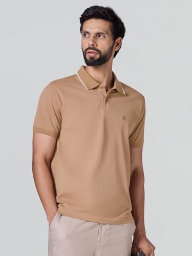 Image of XYXX Men's Apex Mercerized Cotton Striped Collar Pique Polo T-Shirt