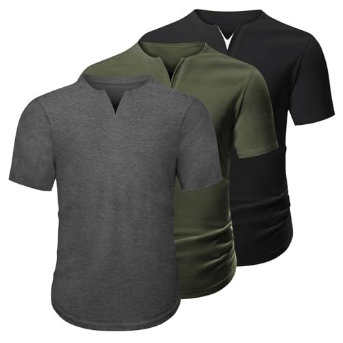Mens V-Neck Shirt Casual Fashion Longline T Shirts Tee2