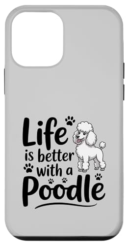 Life is Better with a Poodle�A�z���C�g�v�[�h���h�b�O �X�}�z�P�[�X iPhone 12 mini �p