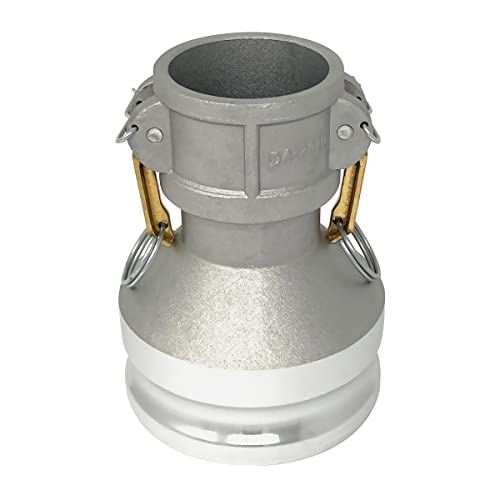 Gloxco Aluminum Type DA Cam and Groove Hose Fitting, Reducer, 2" Female Camlock x 4" Male Camlock (CAM-2040-DA-AL)