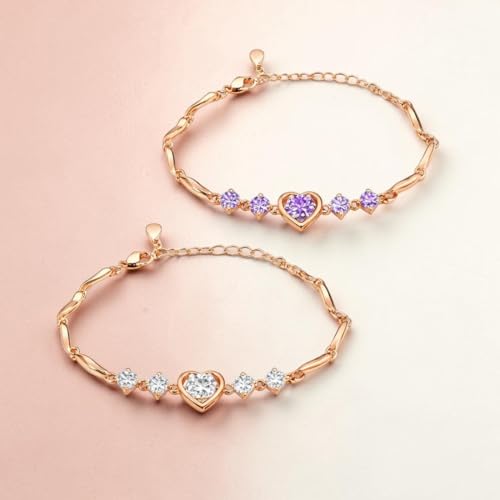 Image of Nilu's Collection Rose Gold And Silver Plated Heart Shape Jewellery Set For Women